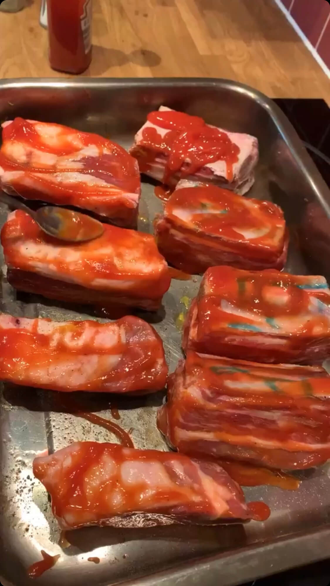 Preparing the ribs